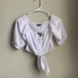 Inside-Shop White Short Sleeve Crop Top